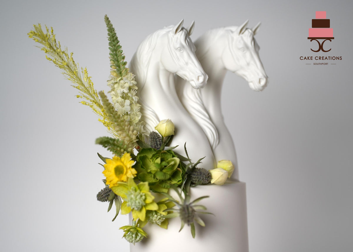 Twin Horse Head Sculpture - Wedding Cake Topper / Decoration