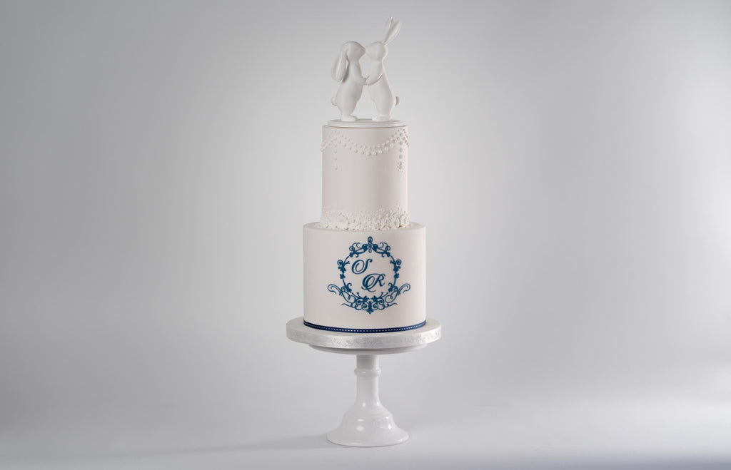 Kissing Bunnies - Wedding Cake Topper / Decoration