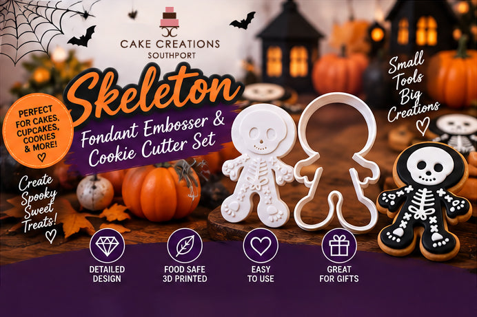 Halloween Cookie Cutter & Fondant Embosser Set - Skeleton